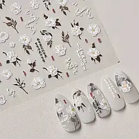 Стікери для нігтів Камелія об ємні квіткові наклейки 3D