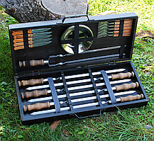 Якісні шампури подарункові в дерев'яний ящик, Набір для пікніка з шампурами