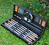 Якісні шампури подарункові в дерев'яний ящик, Набір для пікніка з шампурами, фото 4