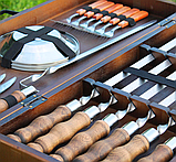 Якісні шампури подарункові в дерев'яний ящик, Набір для пікніка з шампурами, фото 10