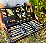 Якісні шампури подарункові в дерев'яний ящик, Набір для пікніка з шампурами, фото 8