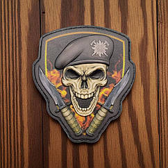 Патч / шеврон у вигляді Черепа у береті Гірської піхоти Едельвейс