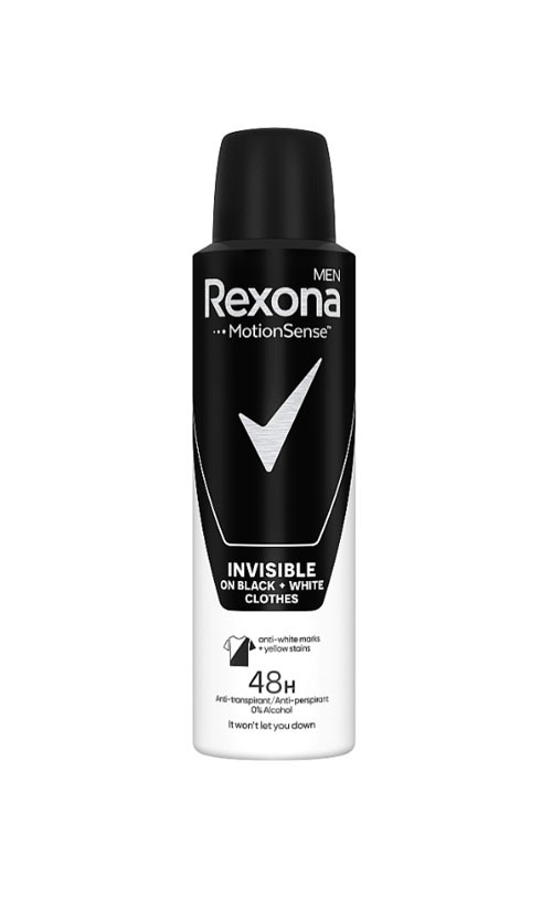 Rexona антиперспірант аерозоль Невидимий на чорному і білому 150 мл, фото 1