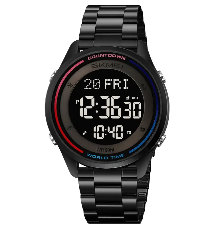 Годинник чоловічий наручний спортивний Skmei 2412 зі сталевим браслетом (Чорний), фото 1