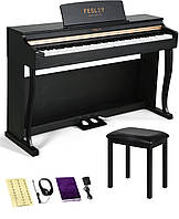 Цифрове піаніно Fesley FEP1000 BK (стойка, стілець, 3 педалі, пюпітр, навушники, чохол). Поліфонія 256 голосів