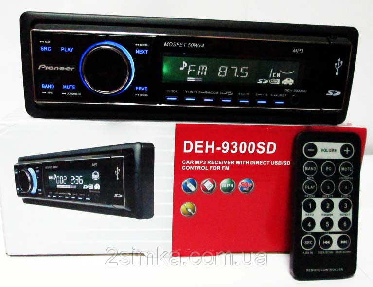 Автомагнітола DEH-9300SD — USB+SD+AUX+FM (4x50W)