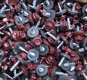 Саморіз покр. з шайбою EPDM для дерева RAL 4,8х19(3005) (500шт)