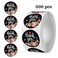 Наклейки на бобіні "Thank you" 2,5 см, у рулоні 500 шт