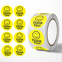 Наклейки на бобіні "Thank you" 2,5 см, у рулоні 500 шт