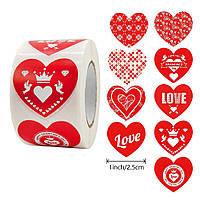 Наклейки на бобіні "Love" 2,5 см, у рулоні 500 шт