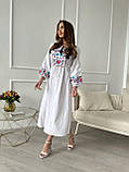 Жіноча біла лляна сукня вишиванка, фото 2