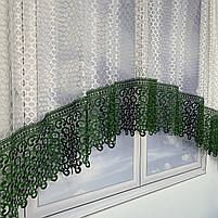 Тюль арка ALBO біла з зеленим макраме 300×170 см (KU-126-15), фото 3