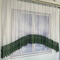 Тюль арка ALBO біла з зеленим макраме 300×170 см (KU-126-15), фото 5