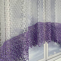 Тюль арка ALBO біла з фіолетовим макраме 300×170 см (KU-126-18), фото 4