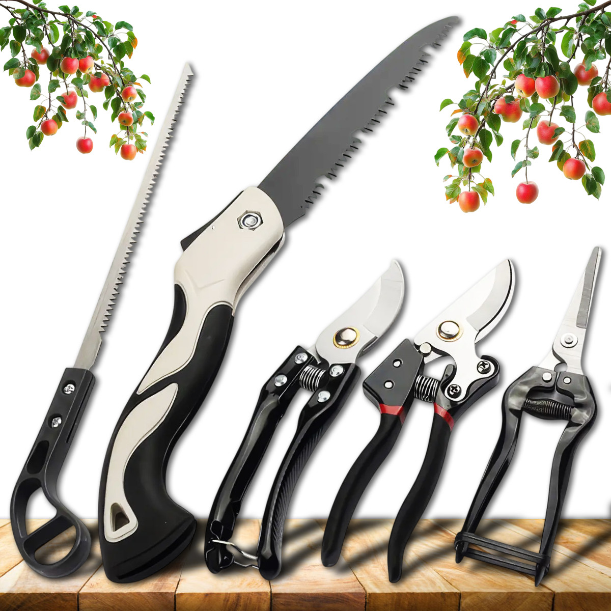 Садовий набір інструментів 5 в 1 з ножицями, секаторами та пилкою Garden Set SK-5, фото 1