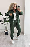 Жіночий вельветовий брючний костюм з сорочка на кнопці, фото 3