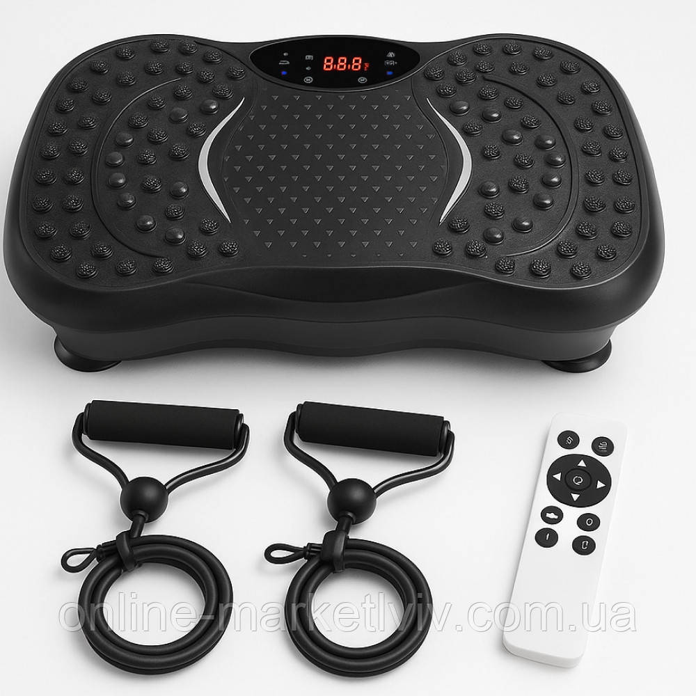 Віброплатформа для тренувань з 2 еспандерами + пульт, до 120кг TS-5513 / Вібротренажер для схуднення, фото 1