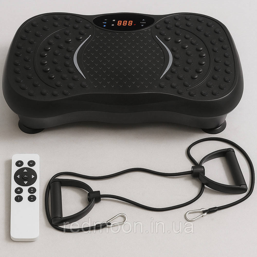 Віброплатформа для тренувань з 2 еспандерами + пульт, до 120кг TS-5513 / Вібротренажер для схуднення, фото 1