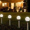 Комплект 4шт Садовий ліхтар на сонячній батареї "Куля", 25см / Вуличний LED світильник для саду, фото 2
