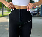 Чорні жіночі спортивні лосіни високий утягуючий пояс на крючках для фітнесу Легінси для бігу танців Батал, фото 3