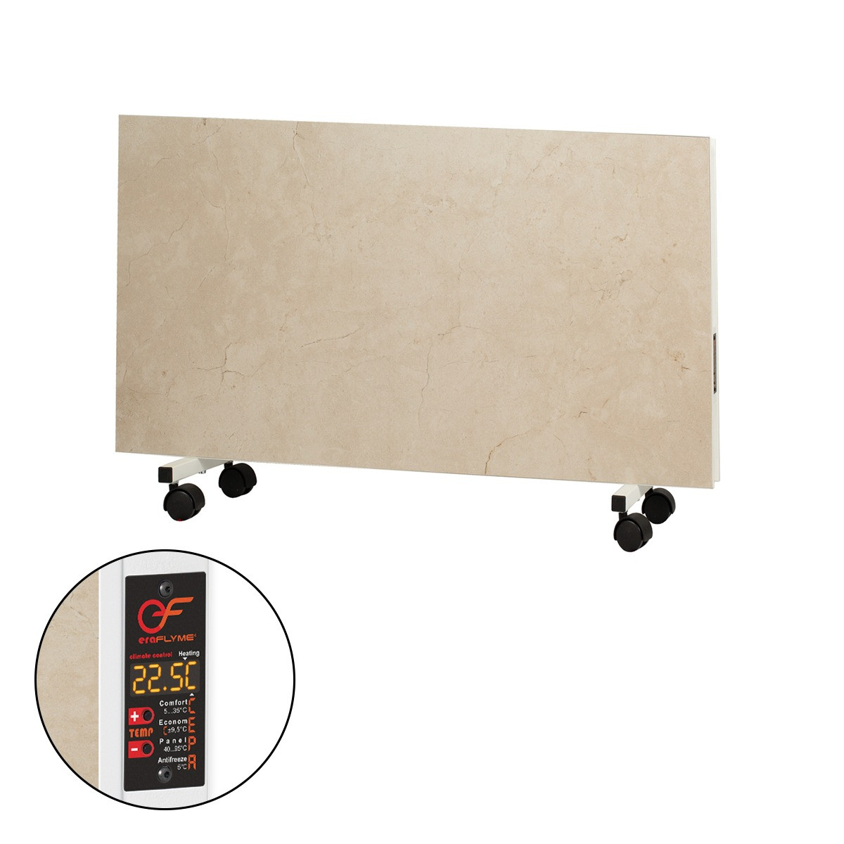 Підлоговий керамічний обігрівач Flyme 500 PW з програматором і ніжками, бежевий мармур, фото 1