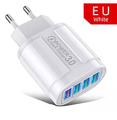 Зарядний пристрій USLION 4 USB-портами та швидким заряджанням 18 Вт