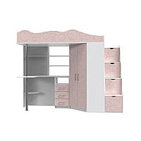 Ліжко-чердак дитяча Art in Head Binky ДС37А 2332x1800x832 Білий діамант/Рожевий (BK02010022000)