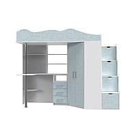 Ліжко-чердак дитяча Art in Head Binky ДС37А 2332x1800x832 Білий діамант/Блакита лагуна (BK02010021000)