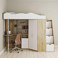 Ліжко-чердак дитячий Art in Head Binky ДС37А 233.2x180x83.2 см Дуб Тахо Біле (BK021200200200000)