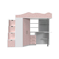 Ліжко-чердак дитяча Art in Head Binky ДС37А 2332x1800x832 Білий діамант/Рожевий (BK01010022000)