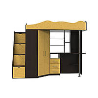 Ліжко-чердак дитяча Art in Head Binky ДС37А 2332x1800x832 мм Венге Вохра (510212530)