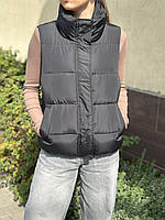 Жилетка жіноча стильна бежева на синтепоні 42,44,46 Жіноча жилетка безрукавка стьобана без капітона