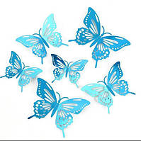 Комплект прикрас для святкових десертів і декору Urbankit 3D метелики 8/10/12 см 12 шт Синій (Dekor12)