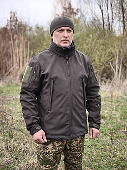 Куртка тактична Softshell з прихованим капюшоном | Софтшелл утеплений Олива B&L