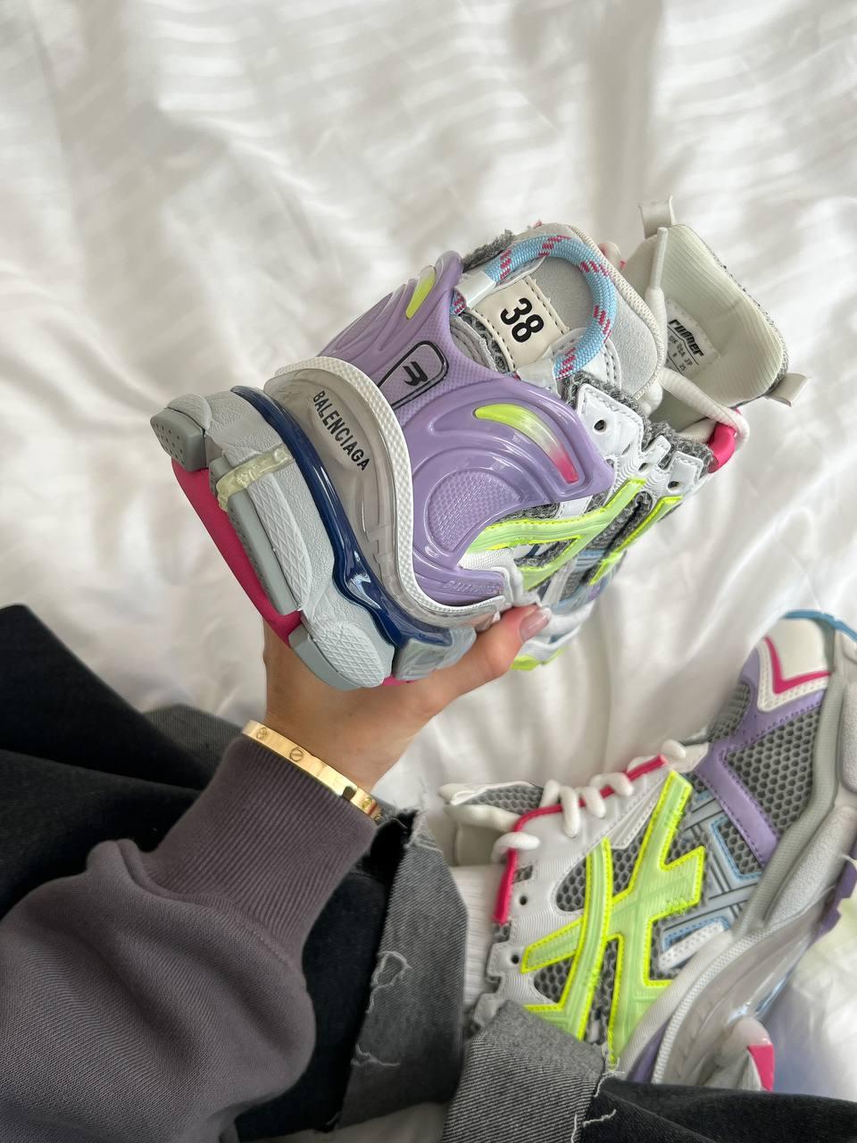 Кросівки жіночі Баленсіага Balenciaga Runner Trainer Purple Yellow Blue 772767W3RMU1745, фото 1