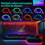 Kangtaixin 3.3FT/1M Світлодіодні неонові мотузкові світильники, RGB LED Strip Lights Керування застосунком, синхронізація музики, фото 6