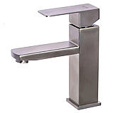 Змішувач для умивальника квадратний нержавіюча сталь Mixxus KUB-001 (SS2806), фото 3