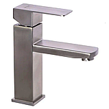 Змішувач для умивальника квадратний нержавіюча сталь Mixxus KUB-001 (SS2806), фото 4