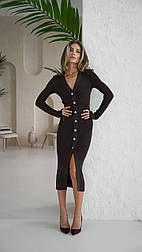 В'язане плаття поло міді зі 100% бавовни — жіноче елегантне плаття з коміром і коротким рукавом