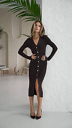 В'язане плаття поло міді зі 100% бавовни — жіноче елегантне плаття з коміром і коротким рукавом