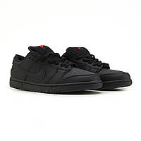 Жіночі дуже стильні кросівки якісні NIke SB Dunk Low Total Black Leather, топовий чорний колір