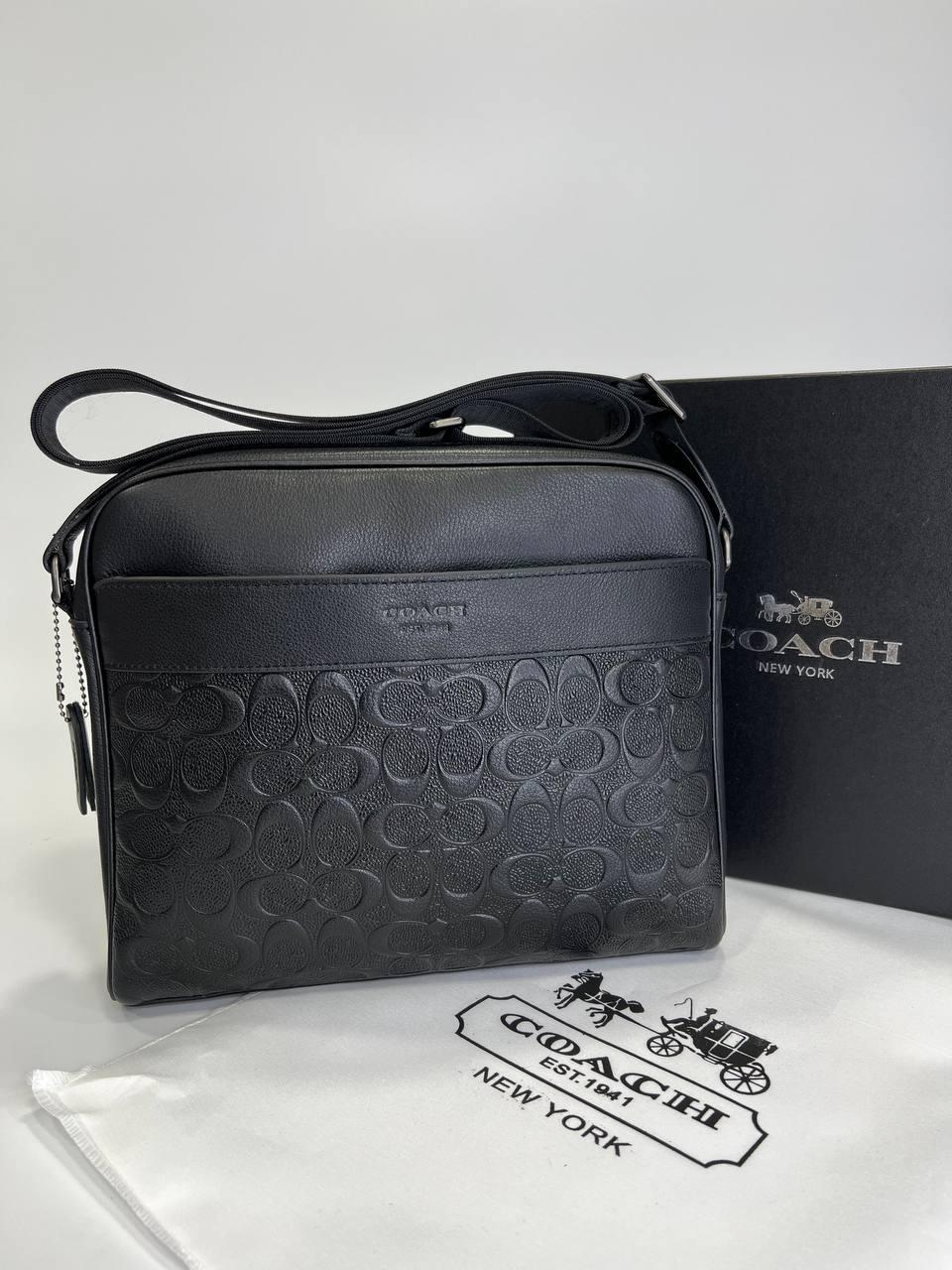 Чоловіча чорна Сумка Месенджер Coach, фото 1