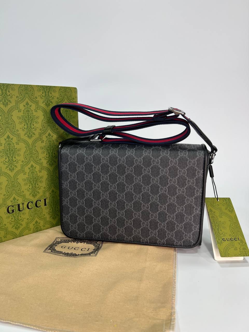 Шкіряна сіра чоловіча сумка Gucci, фото 1