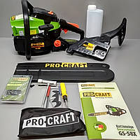 Бензиновая пила PRO-CRAFT GS-58X Бензопила цепная Пилы для дерева (2 шины, 2 цепи) Пилы БЕНЗИНОВЫЕ Бензопила садовая