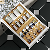 Бамбуковий органайзер для ящиків для спецій - 4 шт, 13"x4.7"x1.6", вкладиш для банок зі спеціями, Органайзер