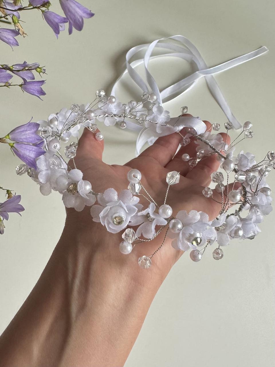 Білий віночок для дівчинки на перше причастя, фото 1