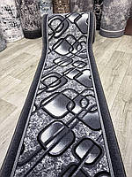 Ширина 80 см, Килимова доріжка НОКІЯ на підлогу, сірий колір, безворсова доріжка на повстяній основі