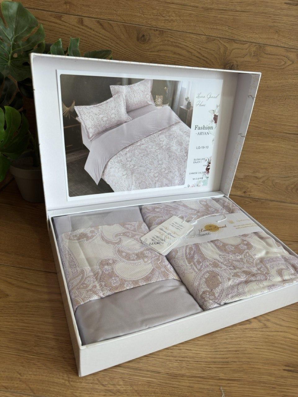 Комплект сатинової постільної білизни Laura Grand євророзмір, фото 1