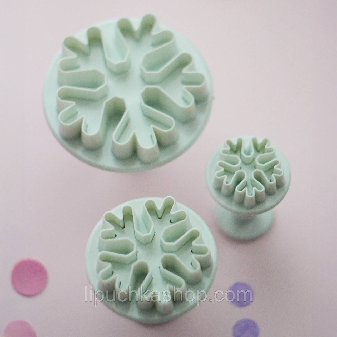 Плунжер кондитерський Сніжинки закруглыены, набір з 3 шт, фото 1