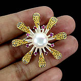 Брошка. Натуральний рубін і перл. Срібло 925., фото 3